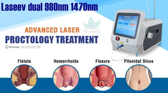 Doctor Recommended Anal Fistula Piles Hemorrhoids Sinus Pilonidal Surgery Laser 980nm 1470nm Triangelmed Proctology Surgery Medical Diode Laser Machine